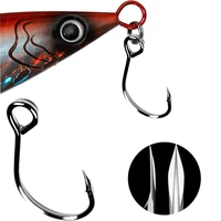 10pcsbag 8 30 high carbon steel inline single hook large eye fishing replacement hook fishing spoon spinner accessories
