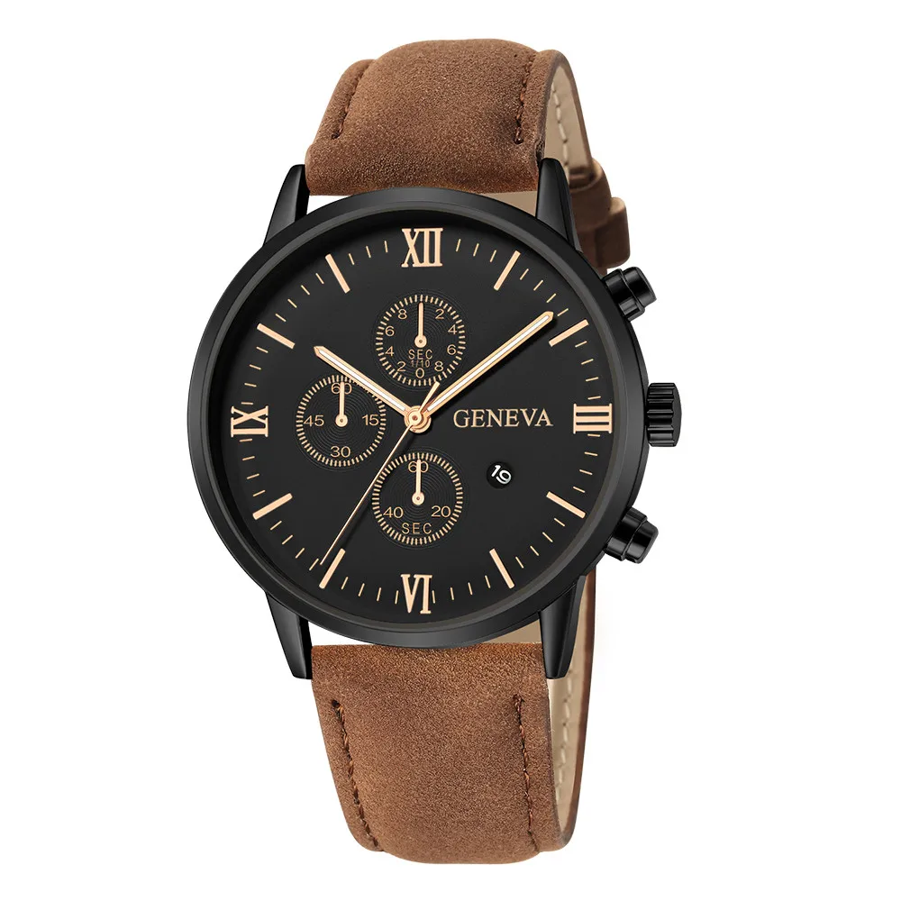 Casual Sport Watches Geneva Leather Band Calendar Quartz Watch Clearance Reloj Hombre Erkek Kol Saati 5