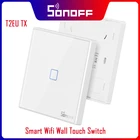 Умный сенсорный выключатель SONOFF T2EU TX, 123 клавиш, Wi-Fi, с границей, умный дом, 433 RFголосприложениесенсорное управление, работает с Alexa