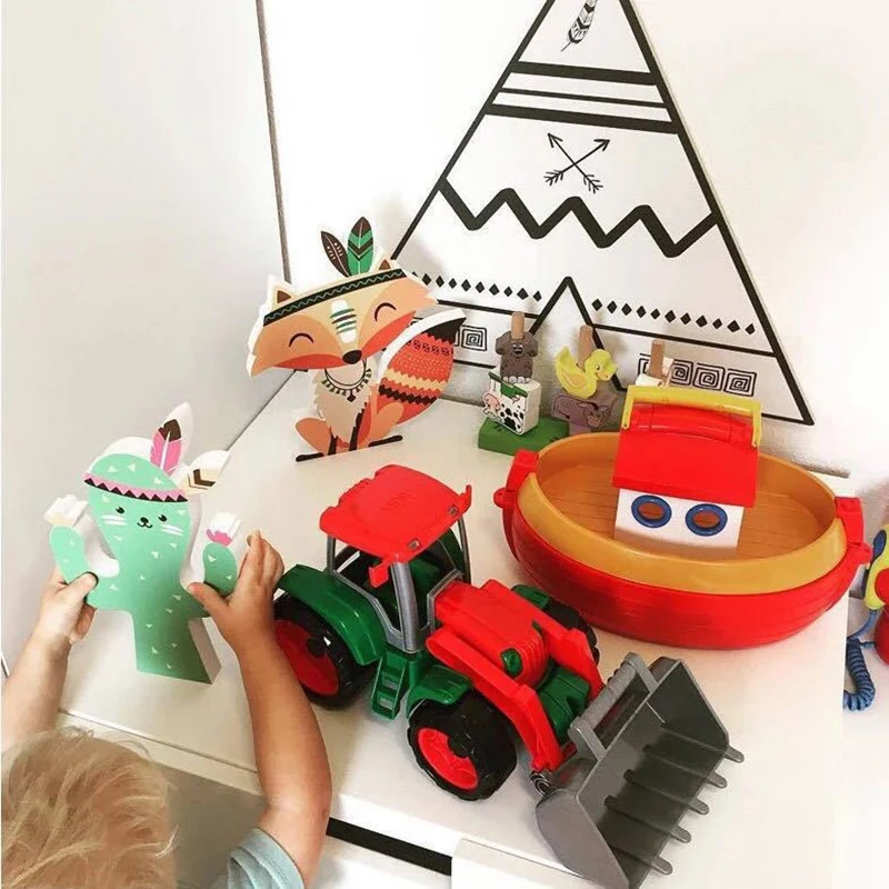 

Cactus and Fox Wall Hanging Ornament Baby Room Decoration Wooden Decor Kids Animal Desktop Wall Decoration Kids Room