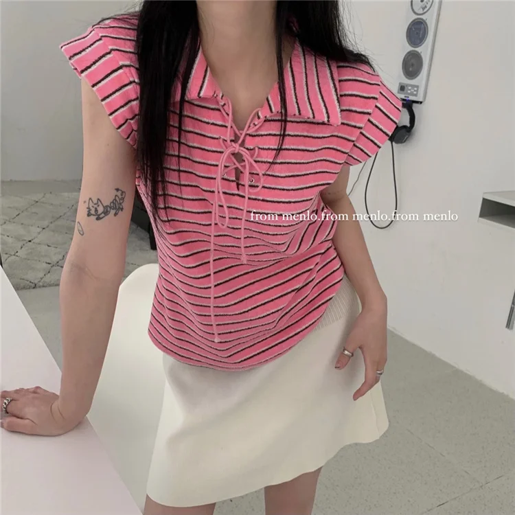 Реальный снимок экономичный свободный Универсальный полосатый жилет на