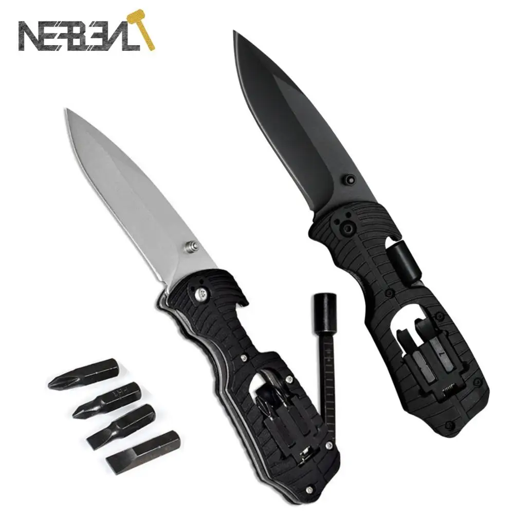 

Folding Utility Knife Tactical Survival Knives Stainless Steel 4 In 1 Multifunction With Screwdriver Bit Military Survival Knife