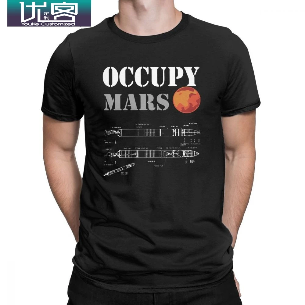 Occupy Mars футболки для мужчин космический корабль ракета Blueprint Elon Musk короткий рукав