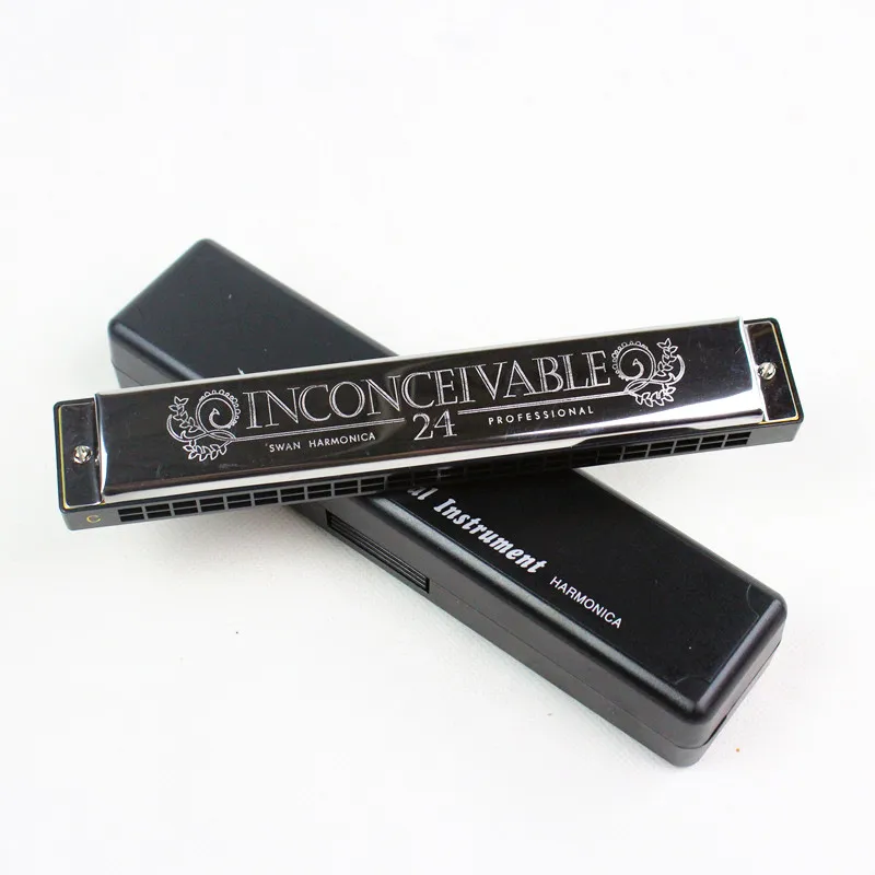 

Swan Harmonica Tremolo C Key 24 Holes Tremolo Harmonica Mouth Organ High Quality Woodwind Musical Instruments