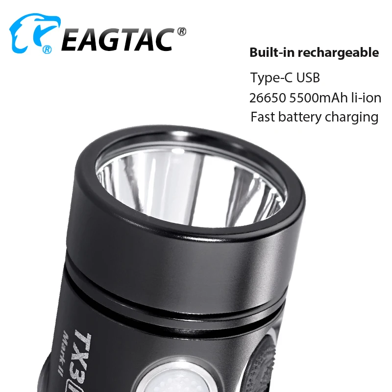 Светодиодный фонарик EAGTAC TX3G SFT40 3550 люмен Type C USB перезаряжаемая батарея 26650
