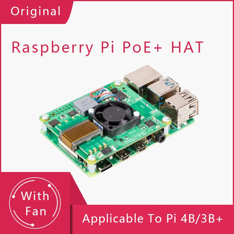 RASPBERRY PI PoE + Hat/PoE Hat официальная плата расширения Power-Over-Ethernet для Raspberry Pi 4/3B |