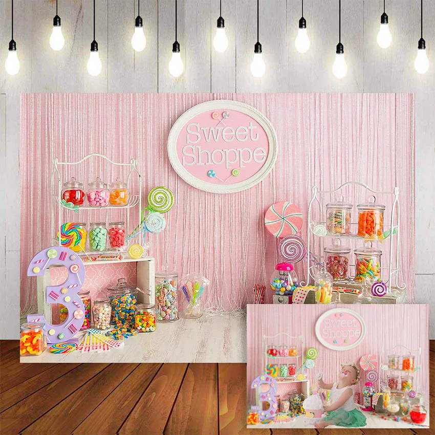 

Mehofond фон для фотосъемки с изображением, с милым розовым бантом Shoppe конфеты День рождения Baby Shower ребенок декоративный фон для фотостудии фон для фотосъемки