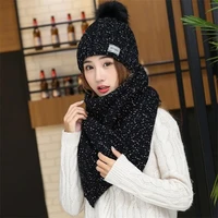 autumn winter women hat scarf sets fashion thickening warm ear protection head plush cap female windproof beanies hat