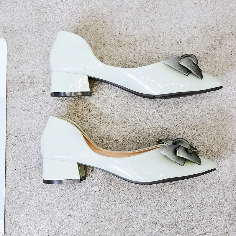 

Women Bow shoes concise high heels office Lady pumps thin heels Female fashion ladies shoe comfortable heels pointed toe U14-20