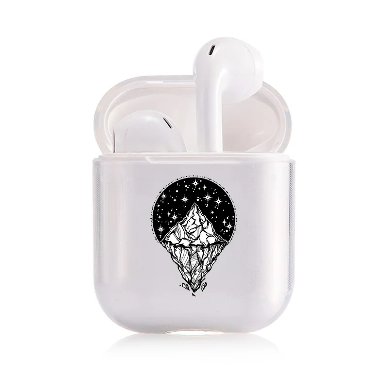 Чехол Airpods 1/2, прозрачный мягкий силиконовый чехол с рисунком восхода солнца для Bluetooth, беспроводной чехол для наушников, чехол для зарядки, сумки - Цвет: I301173