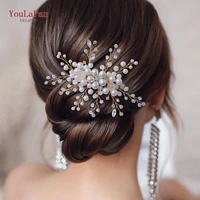 topqueen hp136 golden bridal hair comb handmade headdress bride pearl hair pins wedding headwear women hair clips for bridesmaid