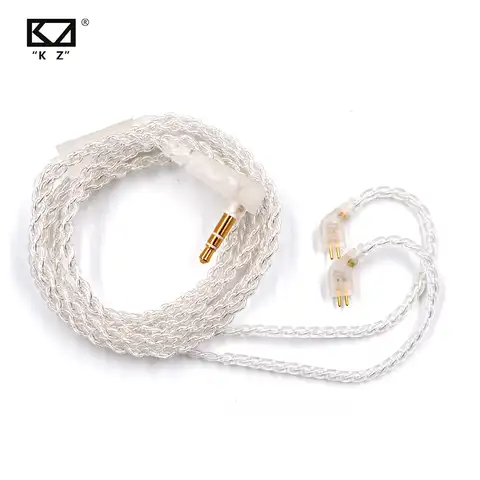 Наушники KZ кабели, посеребренный обновленный кабель, провод для наушников 3,5 мм 2PIN с микрофоном для KZ ZAX ZSX ZSN ZS10 PRO ZSTX AS10 ES4 DQ6