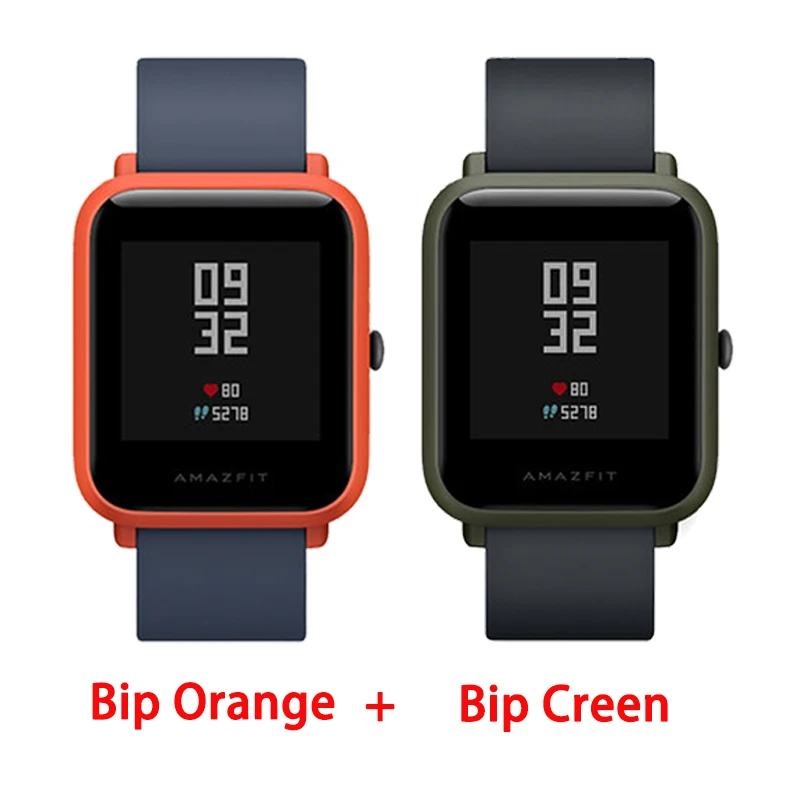 Orange add Green Смарт-часы Amazfit bip с английским/испанским/русским мультиязычным спортом, глобальная версия фитнес-часов - Цвет: Orange add Green