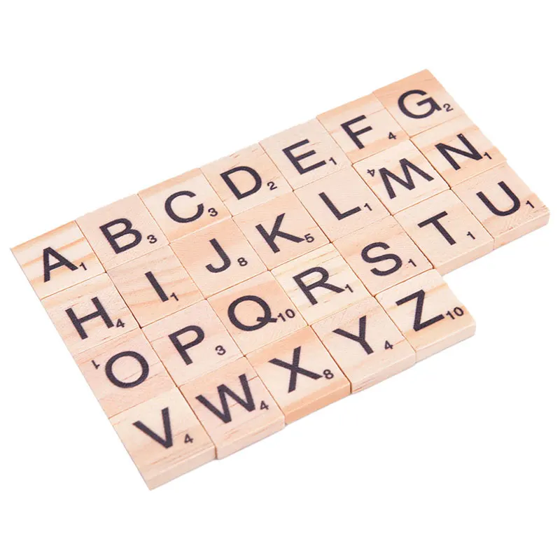 

100Pcs Wooden Alphabet Scrabble Tiles Black Letters & Numbers For Crafts Wood Digital Puzzle Educational toys Hot Sale