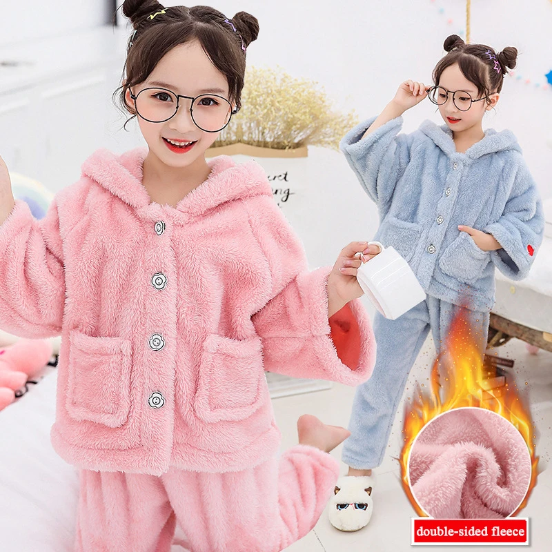 

Children Pajamas Set Winter Flannel Thick Double-sided Fleece Kids Pyjamas For Girls Sleepwear Kids Outfits Homewear Pijamas 12Y