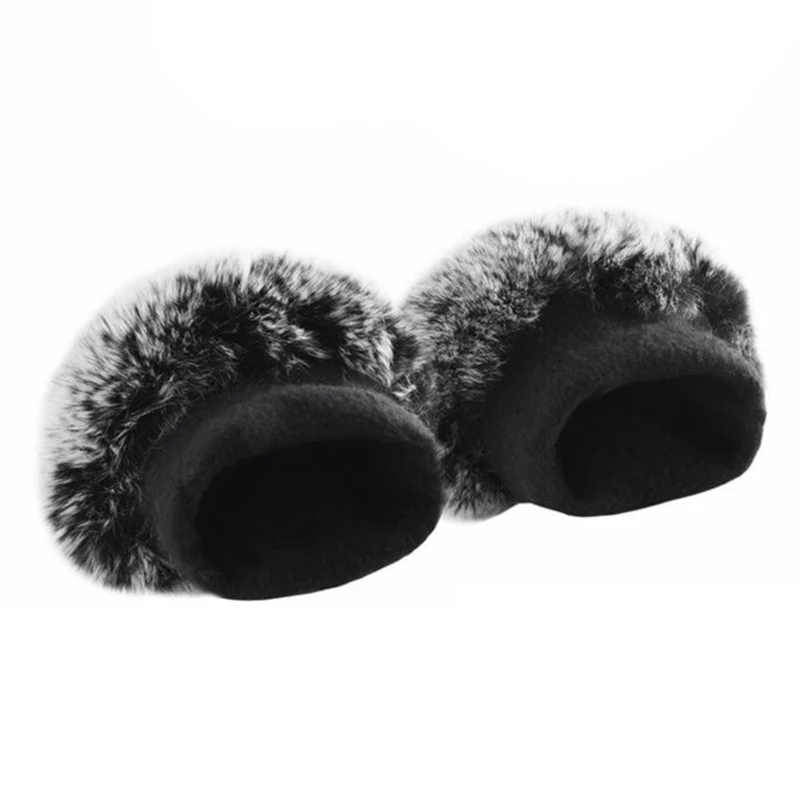 

1Pair Women Winter Warm Gloves Women Lady Black Leather Gloves Autumn Winter Warm Rabbit Fur Mittens Warmth Warmer Mittens