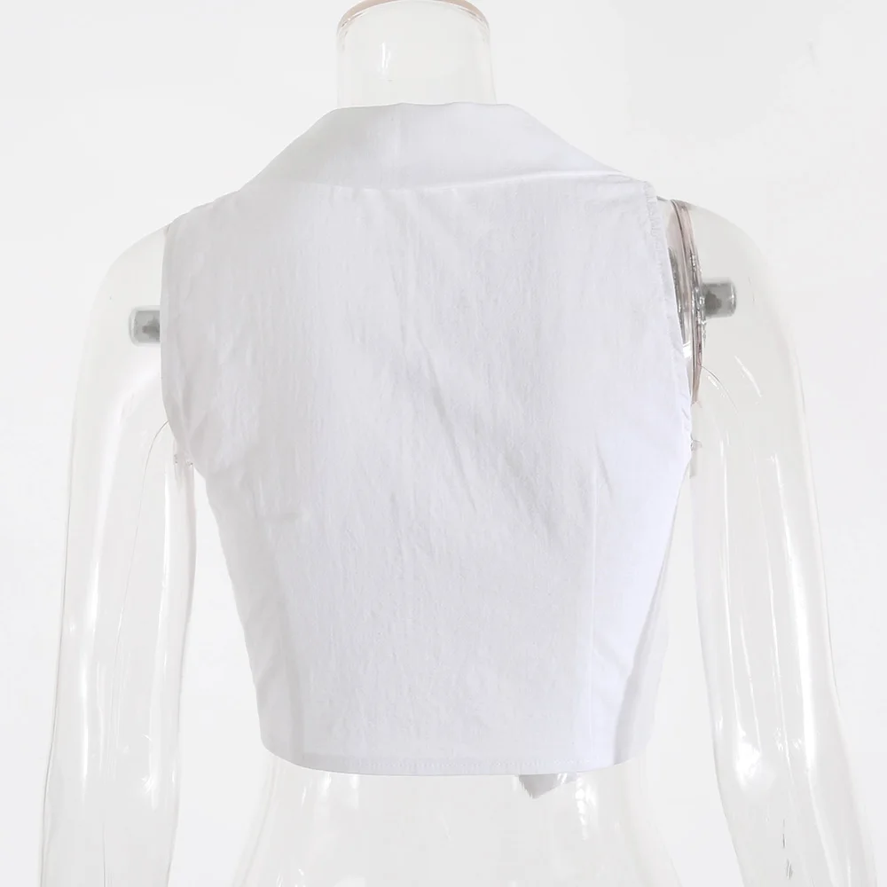 

Sexy Women Short Shirt Deep Neck Sleeveless Blouse Shirt Streetwear Female Bandage Tank Tops Summer Blusa