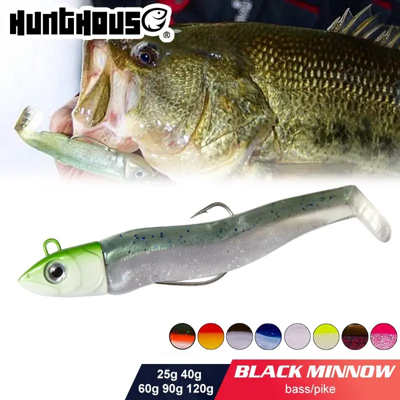 

Hunthouse black minnow 70mm/7g 85mm/12g 100mm/25easy shiner fishing lure soft lure lead jig bait bass pike fishing leurre souple