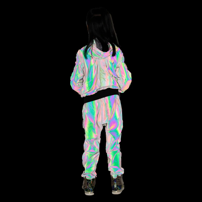 2021 Kids Adult Reflective Personality Casual  Spring Aummer Trousers loose Performance Dance Costume harem hip hop pants