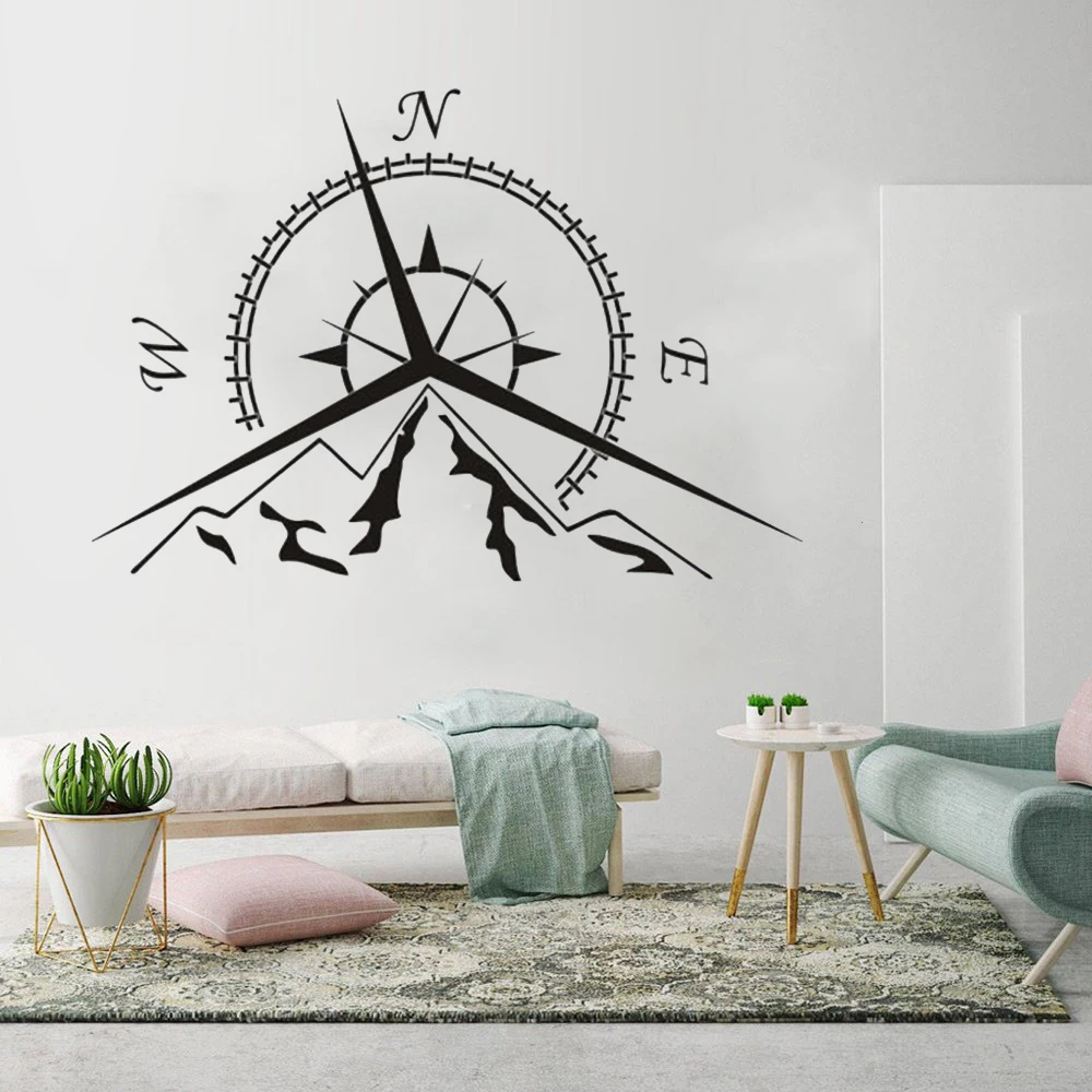 Женский компас Настенная фотография Декор для дома горный роза 3566|Наклейки на