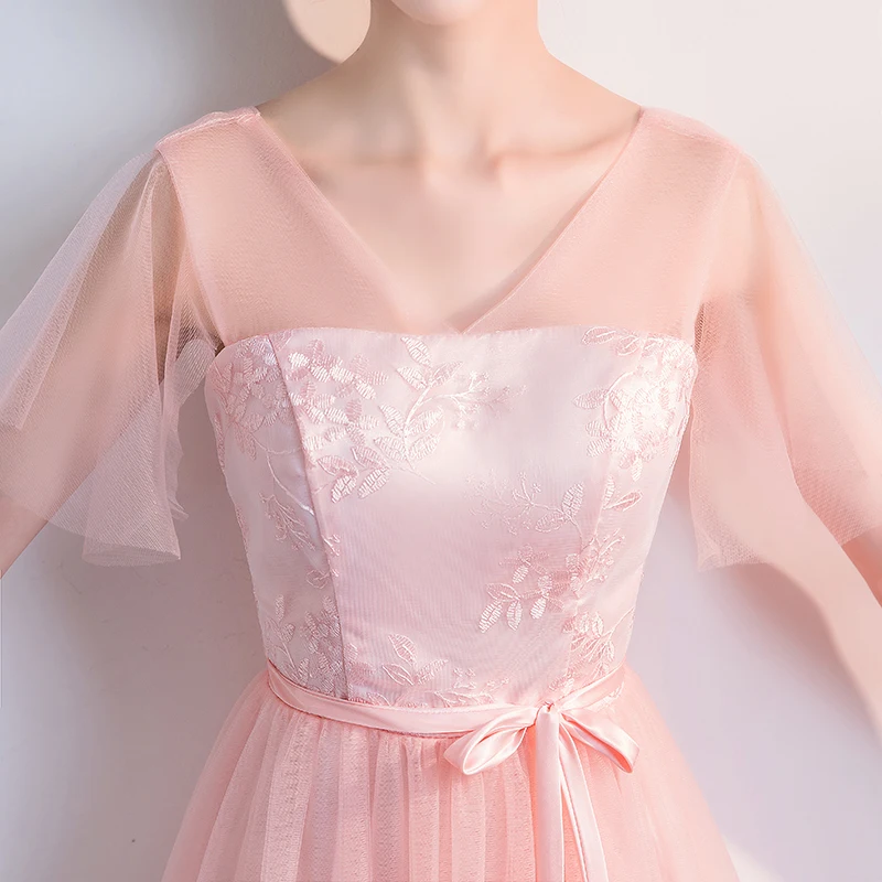 Тюлевое платье ниже колена размера плюс розовое элегантное подружки невесты с