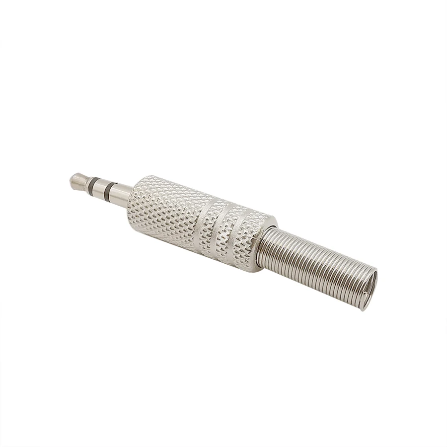 5Pcs Silver 3.5mm 3 Pole Male Repair Plug Dual Channel Audio Headphones Connector with Spring Tail Soldering for Earphone DIY - купить по