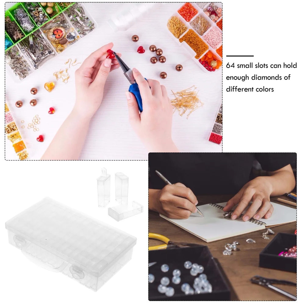 

64 Grids DIY Beaded Diamond Painting Storage Box Nail Art Accessory Box