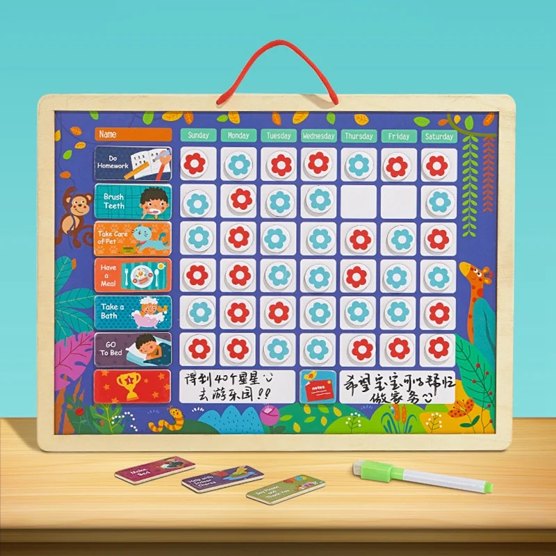 

Wooden Kids Standard Good Habits Reward Chart Self Discipline Chart Durable Growth Record Board Hanging Reward Table