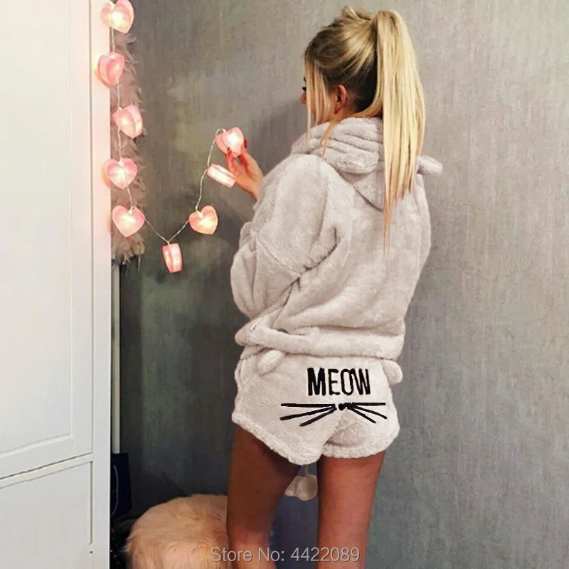 Милый женский осенне-зимний комплект из двух предметов пижама Теплый Бархатный