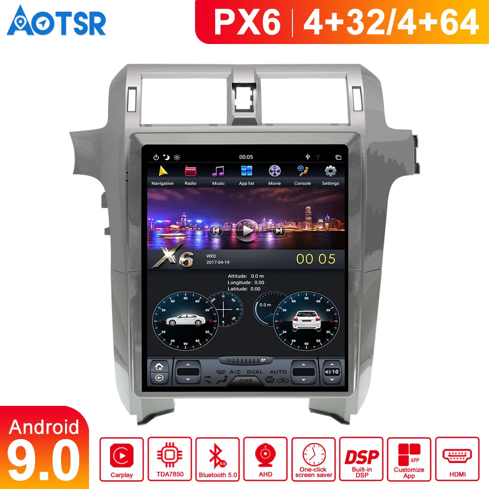 PX6 4 + 64 Tesla style Android 9 0 Автомобильный мультимедийный плеер для Lexus GX400 GX460 2010 GPS Navi