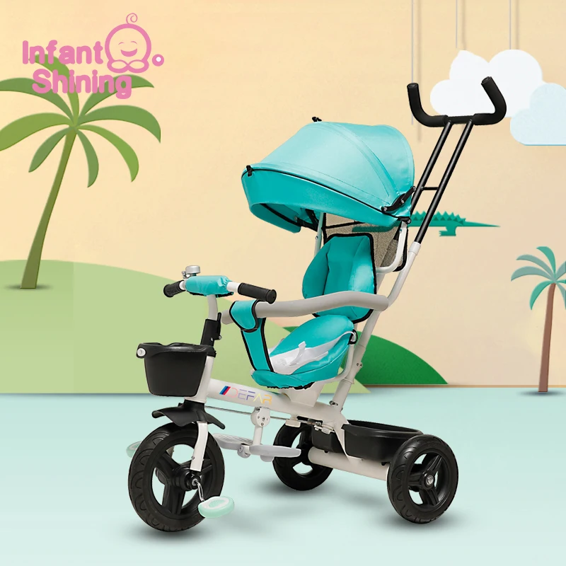 Infant Shining Baby Tricycle Ride on Toys 4 In 1 Three Wheels Stroller Children Bike Seat Multi-function for 1-6Y Children