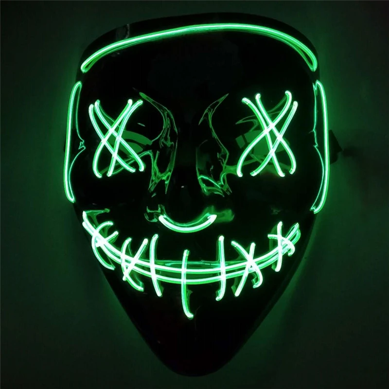 

Halloween LED Mask Purge Masks Election Mascara Costume DJ Party Light Up Masks Glow In Dark 10 Colors To Choose
