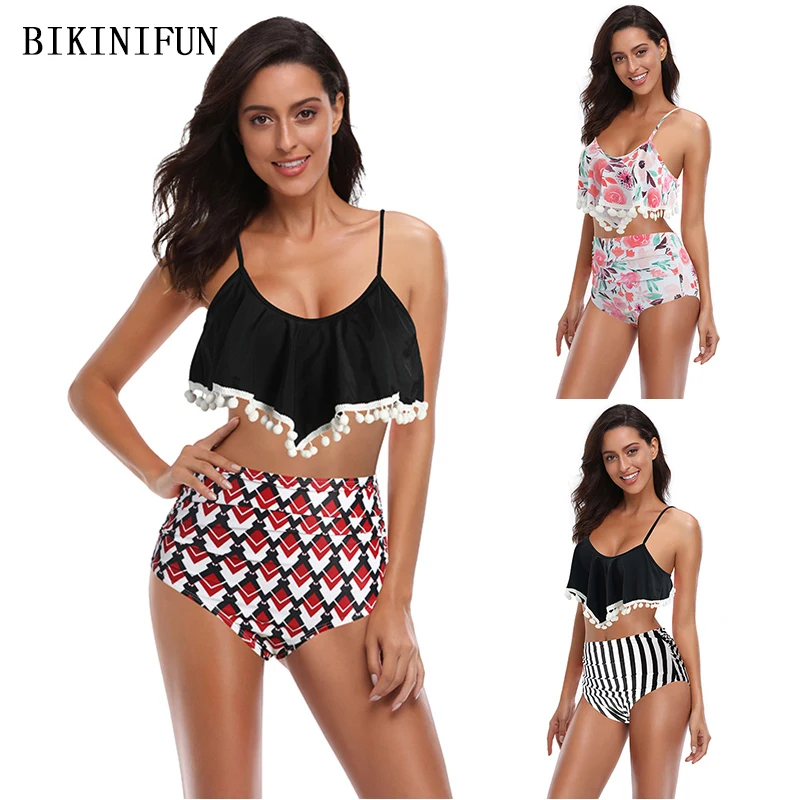 

Новинка 2020, купальник с бахромой и кисточками, женский купальный костюм с глубоким круглым вырезом, купальный костюм, Женская семейная пляж...