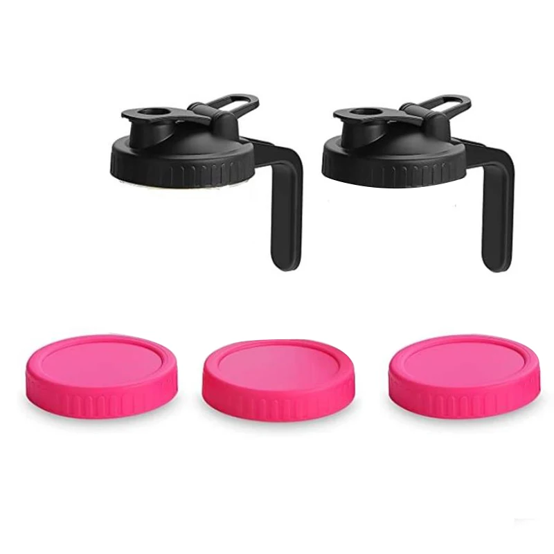 

Крышки для банок с широким горлышком, 2 шт., крышка с откидной крышкой с ручкой и 3 герметичных крышки для хранения пищи