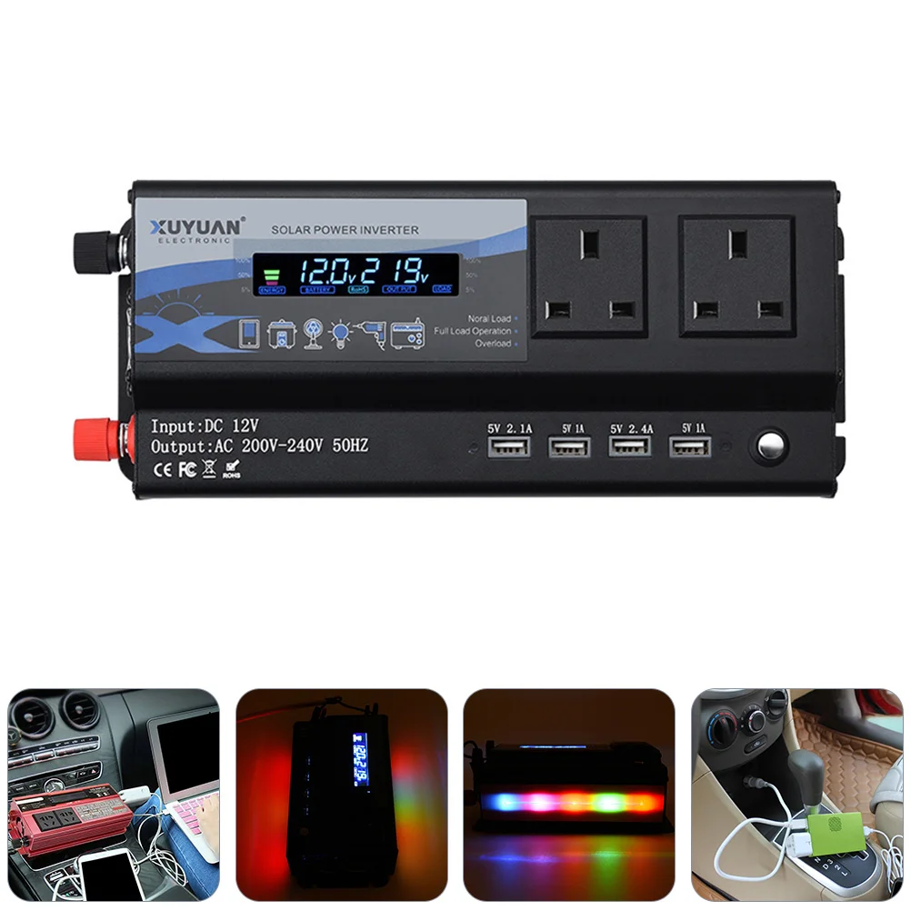 

Автомобильный инвертор с 4 USB-портами для зарядки, 12 В, 4000 Вт, атмосферсветильник (вилка стандарта Великобритании)