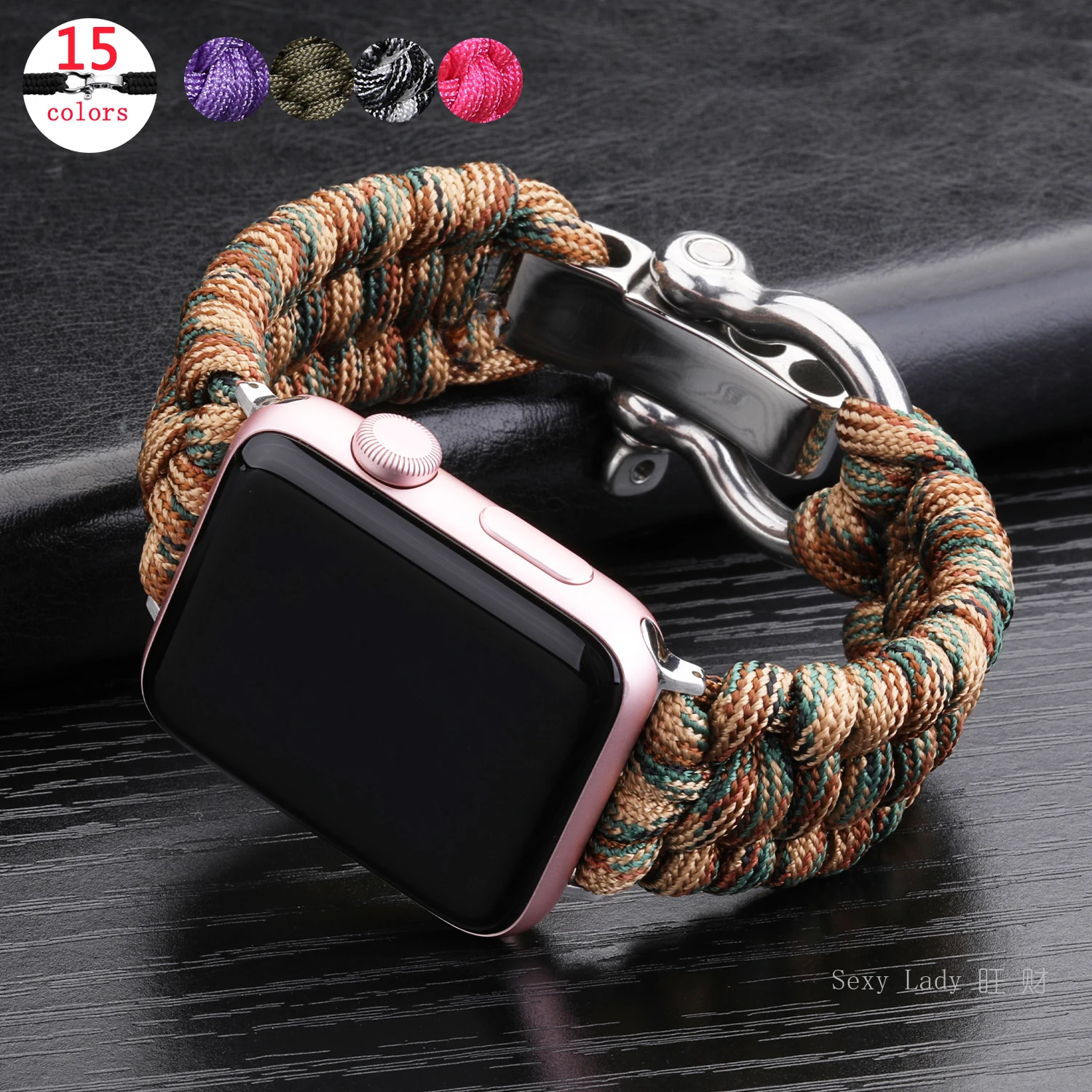 

NEW Sport Watch Strap for Apple Watch 44mm 42mm 38mm 40mm Survival Outdoor Bracelet for Apple Watch Series 6 5 4 3 SE Nylon Rope