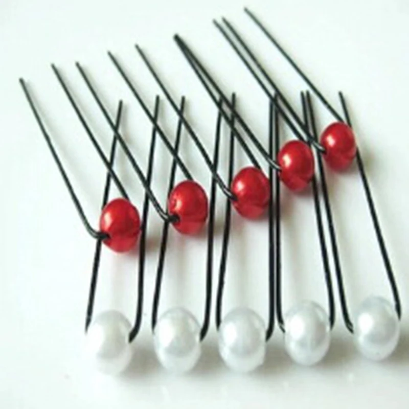 20 шт. Свадебные u образные заколки для волос белые красные жемчужные аксессуары