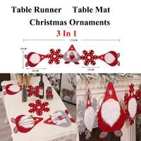 new table runnerplacemathanging ornaments 3 in 1 christmas gift for home xmas decor felt cloth table mat kitchen accessories