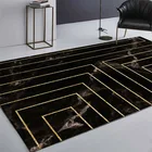 Современные мягкие коврики в скандинавском стиле с черным мрамором и золотыми линиями для гостиной, спальни, коврики для полета, детские коврики для игр