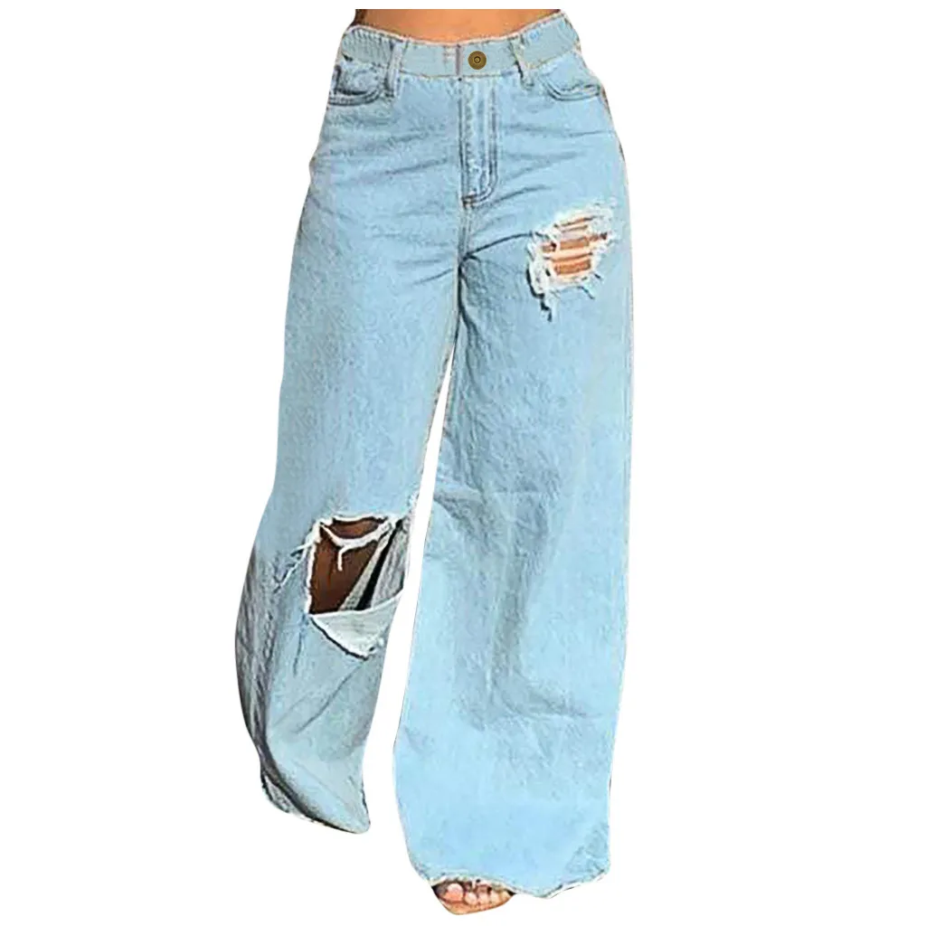 Весенние новые джинсы модные женские свободные Асимметричные Длинные широкие
