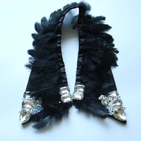 black feather beaded detachable fake collar for clothes luxury neckline diy fashion badge epaulets fake collar appliques