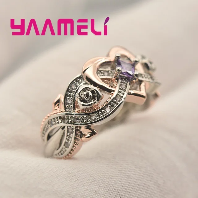 Кольцо женское из серебра 925 пробы с квадратной розой и фианитами | Украшения