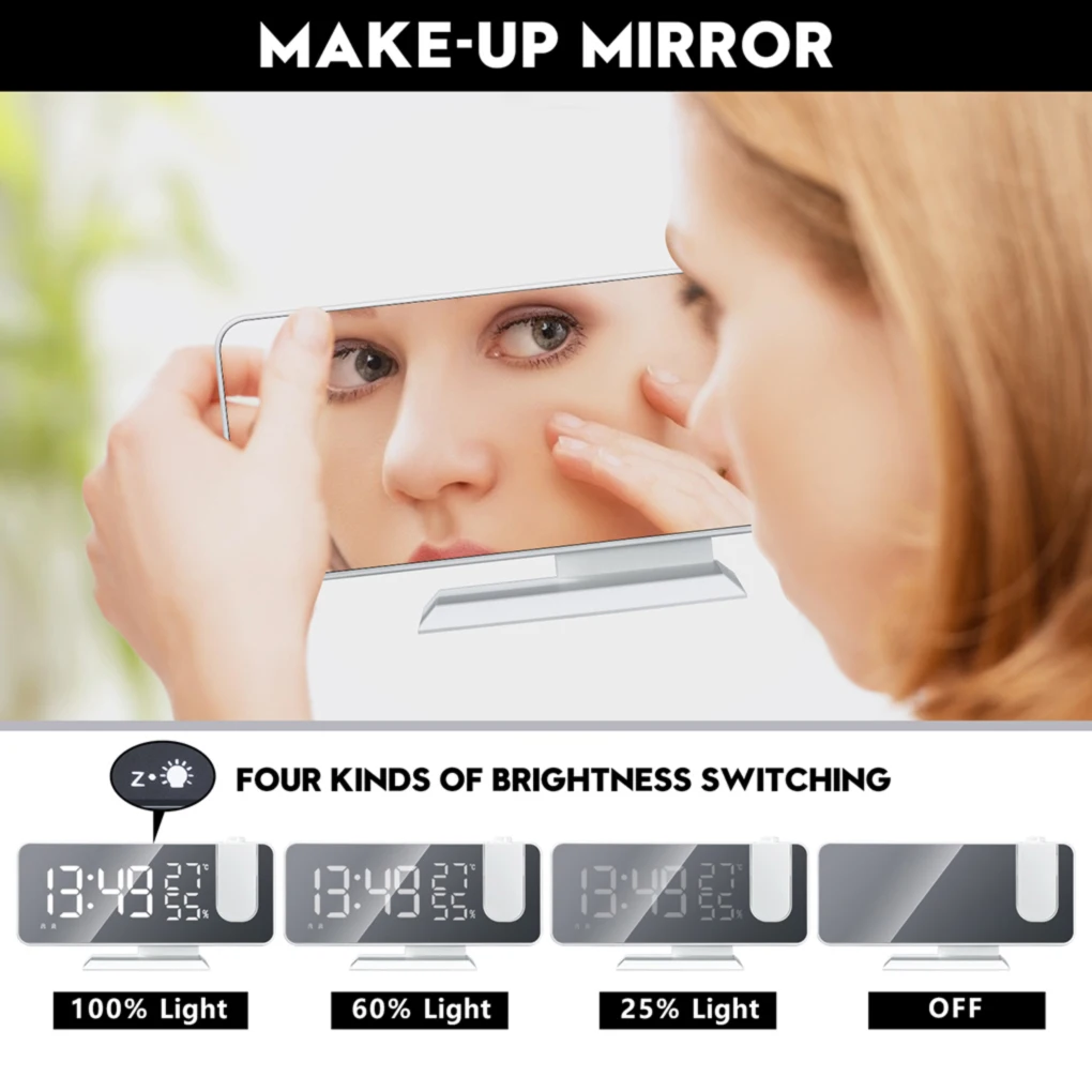 FM радио светодиодный цифровой смарт будильник часы настольные электронные USB с