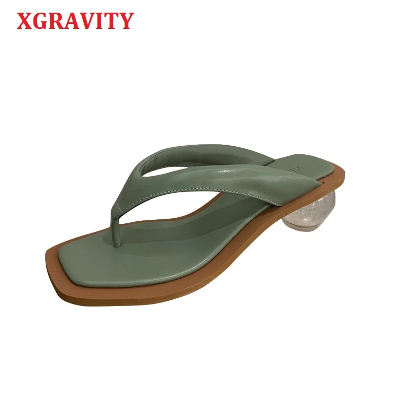 

Шлепанцы XGRAVITY женские на прозрачном каблуке, летние сандалии с кристаллами, модная Уличная обувь