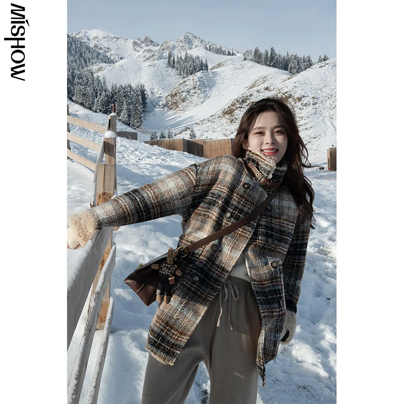 : Для 2020 зимние короткие куртки для женщин в клетку модная Уличная обувь