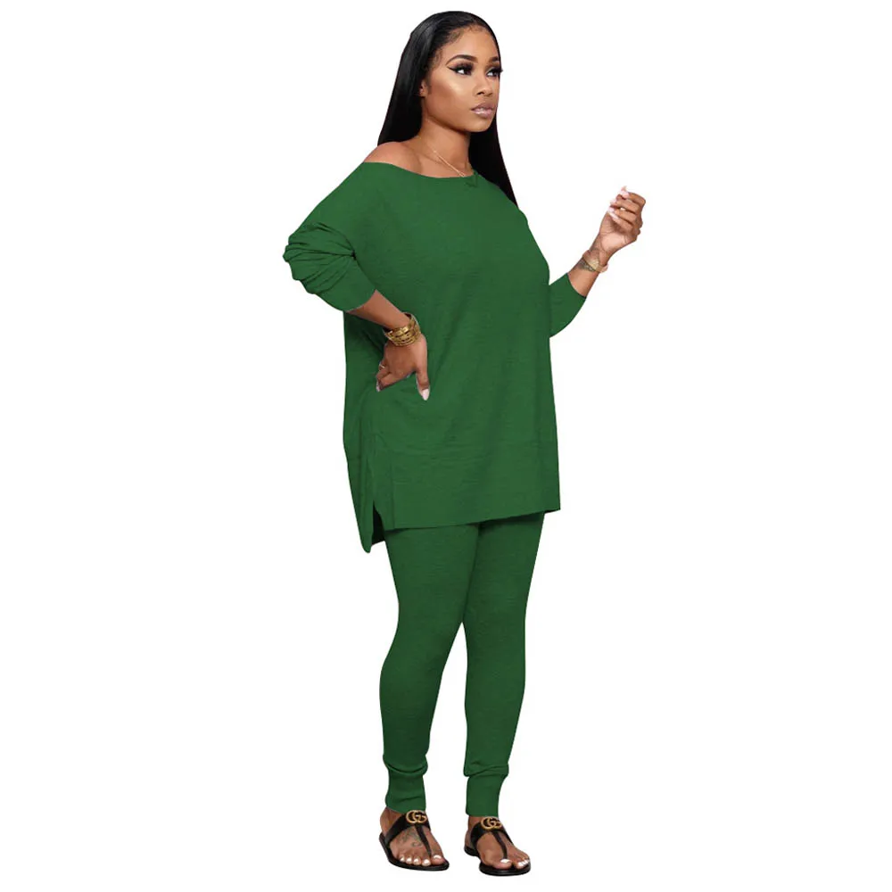 

2020 Fall Women Casual 2 Piece Set Long Sleeve Tshirt and Pants Fashion 2 Piece Sweat Pants Set Womens Clothes Wholesale Trading