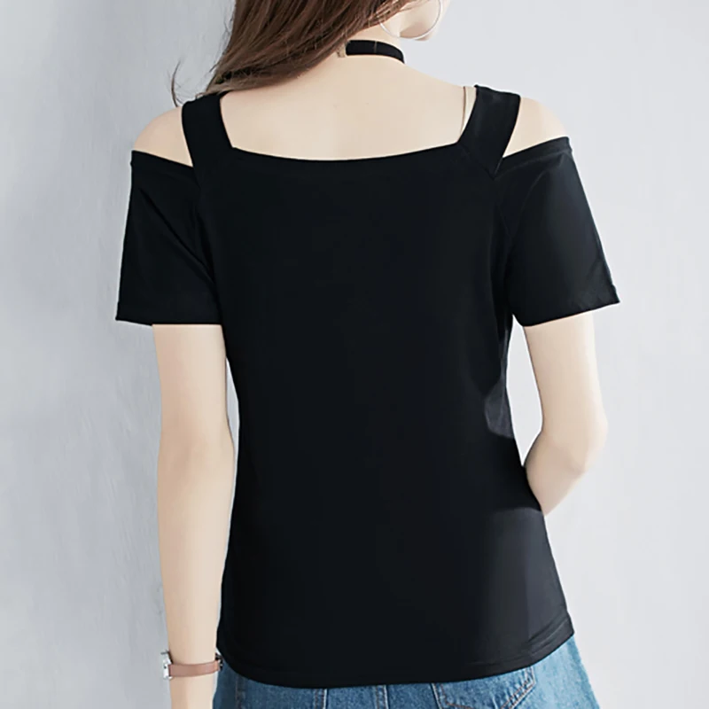 Shintimes топы с открытыми плечами для женщин летние футболки воротником-лодочкой