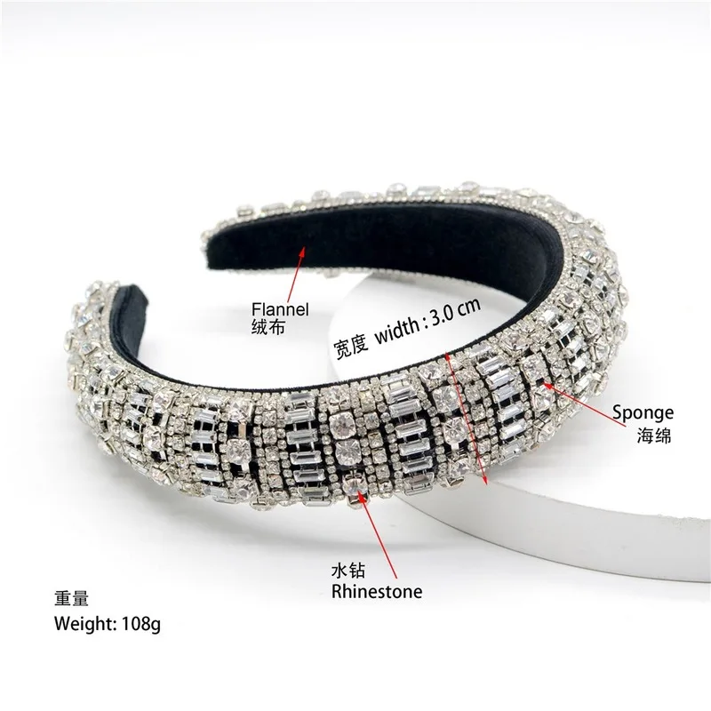 

Baroque Rhinestone Headbands for Women Fashion Luxurious Wide Sponge Retro Hairbands Girl Sparkly Hair Hoop Hair Accessories