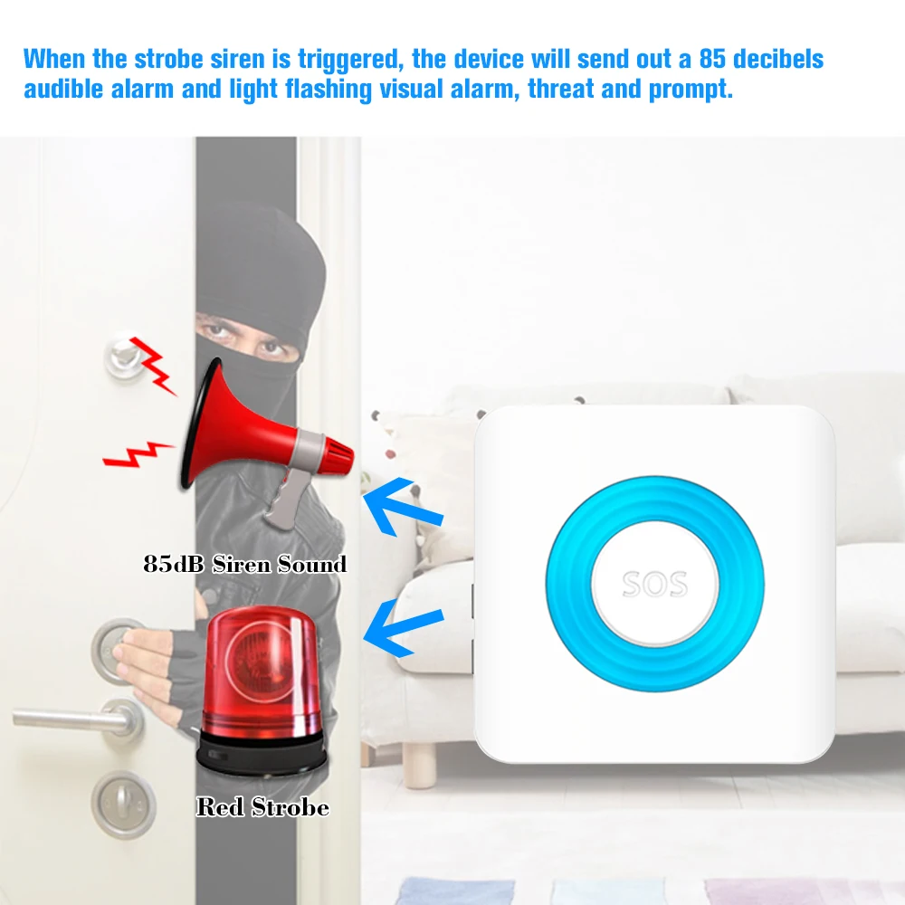 ES-S6A Wireless 433MHz Strobe Siren Sound Alarm Flashing Light for Home Security Protect System 85dB | Безопасность и защита