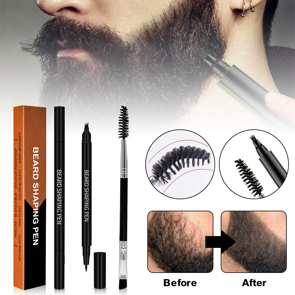 

Double Head Beard Pencil Waterproof and Sweatproof Long Lasting Beard Filler for Patchy Areas Beard Filling Pen Beard Tools